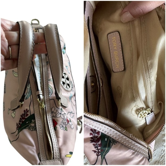 Tory Burch Pink Cherry, Shell, Floral, Parrot Cactus Printed Women's Bag 10x15x6 - Picture 13 of 14